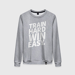 Свитшот хлопковый женский Train hard win easy, цвет: меланж