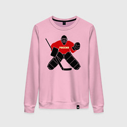 Свитшот хлопковый женский Хоккей Россия, цвет: светло-розовый
