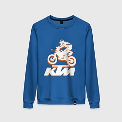 Свитшот хлопковый женский KTM белый, цвет: синий