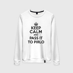 Свитшот хлопковый женский Keep Calm & Pass It To Pirlo, цвет: белый