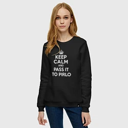 Свитшот хлопковый женский Keep Calm & Pass It To Pirlo, цвет: черный — фото 2
