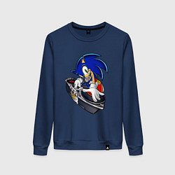 Свитшот хлопковый женский Sonic, цвет: тёмно-синий