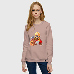 Свитшот хлопковый женский Super Mario: Builder, цвет: пыльно-розовый — фото 2