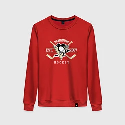 Свитшот хлопковый женский Pittsburgh Penguins: Est.1967, цвет: красный