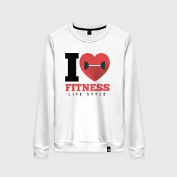 Свитшот хлопковый женский I love Fitness, цвет: белый