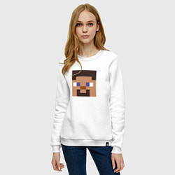 Свитшот хлопковый женский Minecraft: Man Face, цвет: белый — фото 2