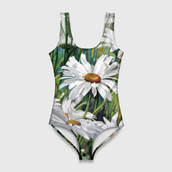 Купальник-боди 3D женский Ромашки, цвет: 3D-принт