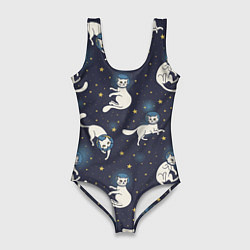 Купальник-боди 3D женский Космокотики, цвет: 3D-принт
