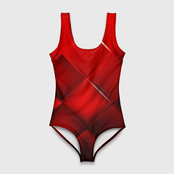 Купальник-боди 3D женский Red squares, цвет: 3D-принт