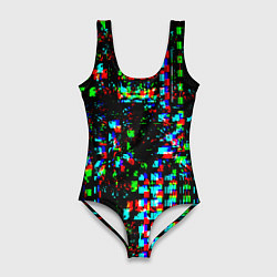 Купальник-боди 3D женский Optical Glitch, цвет: 3D-принт