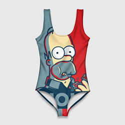 Купальник-боди 3D женский Homer Simpson DOH!, цвет: 3D-принт