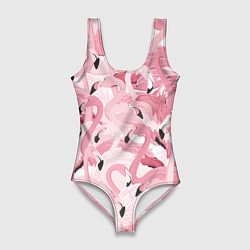 Купальник-боди 3D женский Розовый фламинго, цвет: 3D-принт