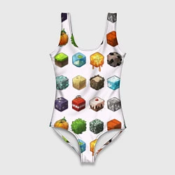 Купальник-боди 3D женский Minecraft Cubes, цвет: 3D-принт