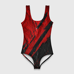 Женский купальник-боди Красное чёрное 3D