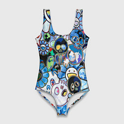 Купальник-боди 3D женский Буйство синих, цвет: 3D-принт