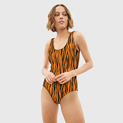 Купальник-боди 3D женский Тигровые Полосы, цвет: 3D-принт — фото 2