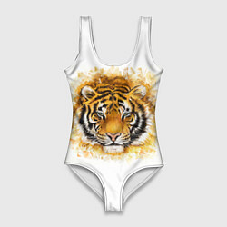 Купальник-боди 3D женский Дикий Тигр Wild Tiger, цвет: 3D-принт