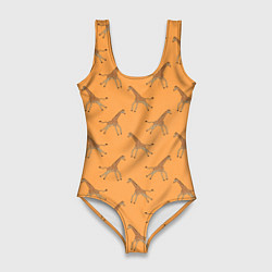 Купальник-боди 3D женский Жирафы паттерн, цвет: 3D-принт