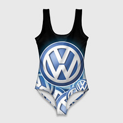 Купальник-боди 3D женский Volkswagen Большое лого паттерн, цвет: 3D-принт