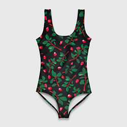 Купальник-боди 3D женский Лепетски и листья, цвет: 3D-принт