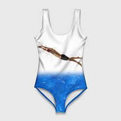 Купальник-боди 3D женский Спортивное плавание Aqua sport, цвет: 3D-принт
