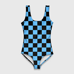 Купальник-боди 3D женский Шахматная доска Синяя, цвет: 3D-принт