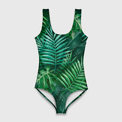 Купальник-боди 3D женский Tropical plants pattern, цвет: 3D-принт