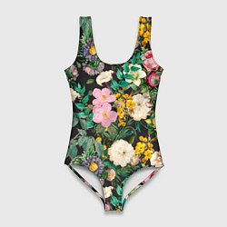 Женский купальник-боди Паттерн из летних цветов Summer Flowers Pattern