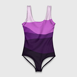Женский купальник-боди Фиолетовый градиент горы абстракция