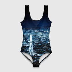 Купальник-боди 3D женский Ночной город night city, цвет: 3D-принт