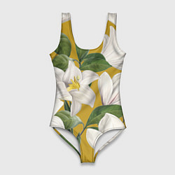 Женский купальник-боди Цветы Белые Лилии