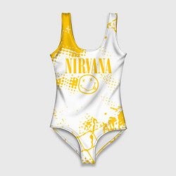Купальник-боди 3D женский Nirvana - нирвана смайл, цвет: 3D-принт