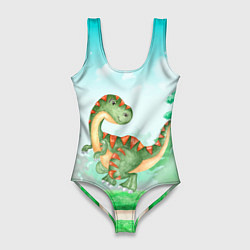 Купальник-боди 3D женский Маленький Динозаврик, цвет: 3D-принт