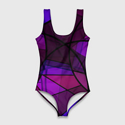 Купальник-боди 3D женский Абстрактный в пурпурных тонах узор, цвет: 3D-принт
