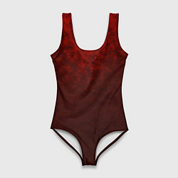 Купальник-боди 3D женский Мраморный красно-черный градиент, цвет: 3D-принт