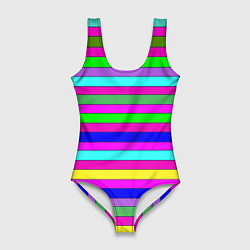 Женский купальник-боди Multicolored neon bright stripes