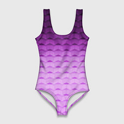 Купальник-боди 3D женский Фиолетово-розовый геометрический узор Градиент, цвет: 3D-принт