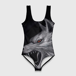 Купальник-боди 3D женский Агрессивный волк, цвет: 3D-принт