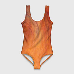 Купальник-боди 3D женский Огненно-оранжевая поверхность, цвет: 3D-принт