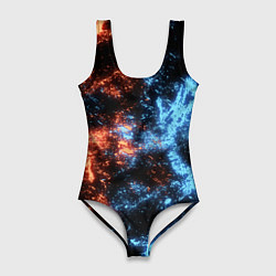 Купальник-боди 3D женский Fire and Water Огонь и вода, цвет: 3D-принт
