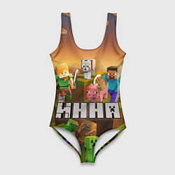 Купальник-боди 3D женский Нина Minecraft, цвет: 3D-принт