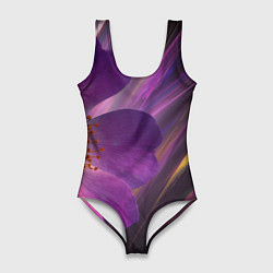 Женский купальник-боди Фиолетовый цветок светящийся