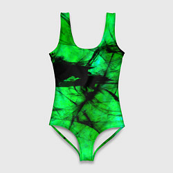 Купальник-боди 3D женский Зеленый фантом, цвет: 3D-принт