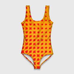 Женский купальник-боди Оранжевая абстракция