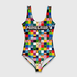 Купальник-боди 3D женский Minecraft - пиксельные персонажи, цвет: 3D-принт