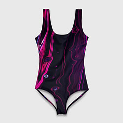 Женский купальник-боди Фиолетовые линии песка во тьме