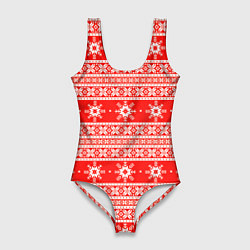 Купальник-боди 3D женский New Year snowflake pattern, цвет: 3D-принт