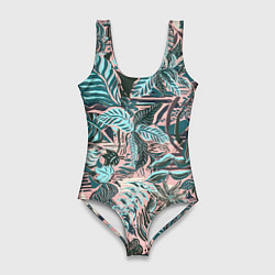 Купальник-боди 3D женский Тропический узор, цвет: 3D-принт