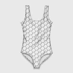 Купальник-боди 3D женский Белый ромб, цвет: 3D-принт