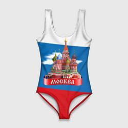 Купальник-боди 3D женский Московский Кремль, цвет: 3D-принт